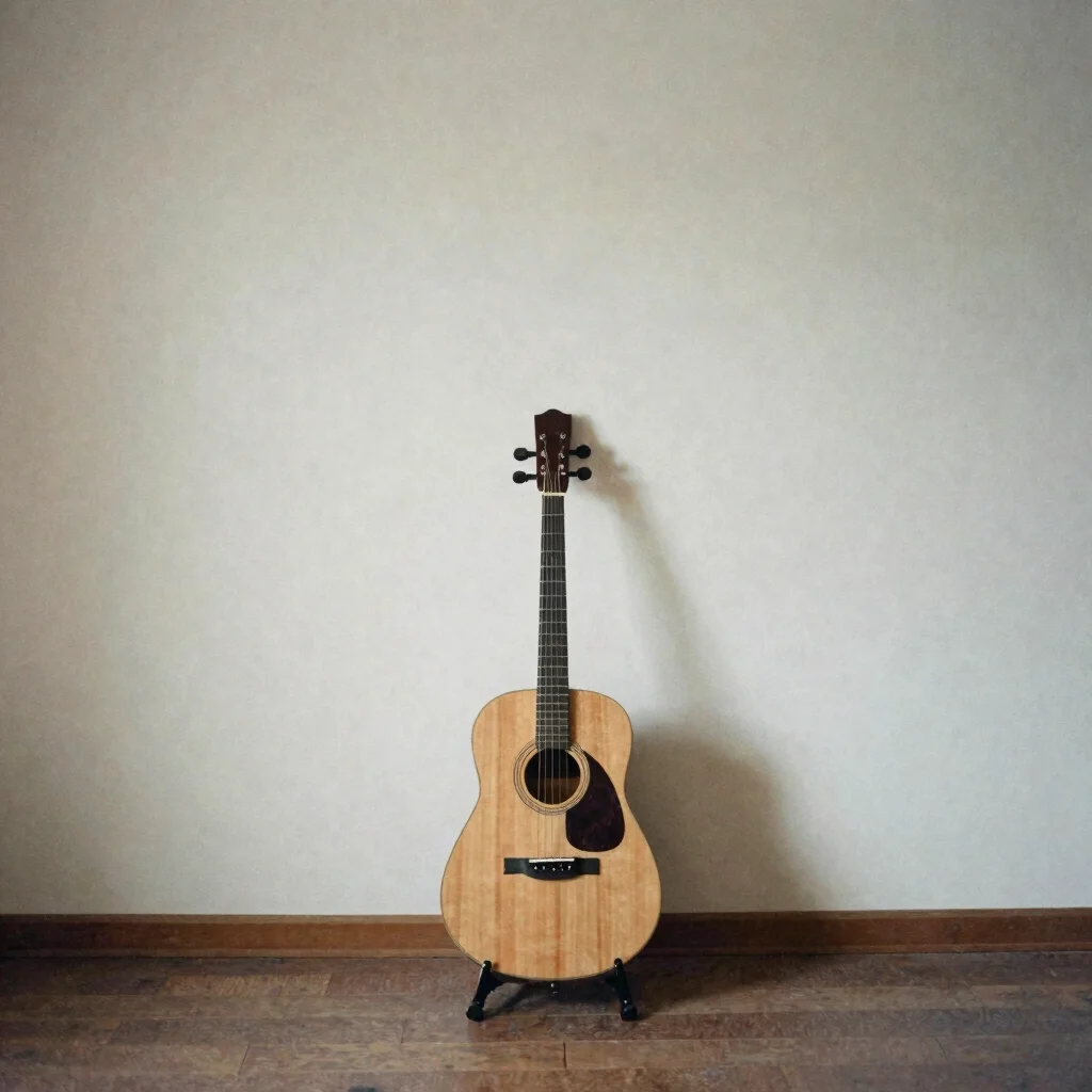 Wide environmental view of a quiet acoustic room with a single wo